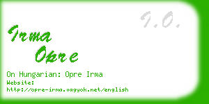 irma opre business card